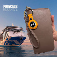 Load image into Gallery viewer, Princess Cruises Ocean Medallion Holder - Burnt Orange Leather Keychain (All Ships 2024 & 2025)