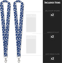 Load image into Gallery viewer, Cruise Lanyards with ID Holder for Ship Key Cards (White on Blue Nautical, 2-Pack)