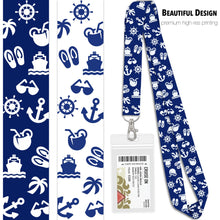 Load image into Gallery viewer, blue and white cruise lanyards id holder