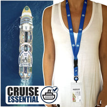 Load image into Gallery viewer, cruise lanyard on woman wrwb blue anchor