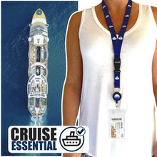 Load image into Gallery viewer, cruise lanyard on woman wrwb pink and blue