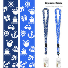 Load image into Gallery viewer, lanyard with waterproof id holder and carnival luggage tags blue royal icons blue and royal icons