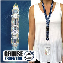 Load image into Gallery viewer, lanyards for cruise ship cards and carnival luggage tags blue royal icons blue and royal icons