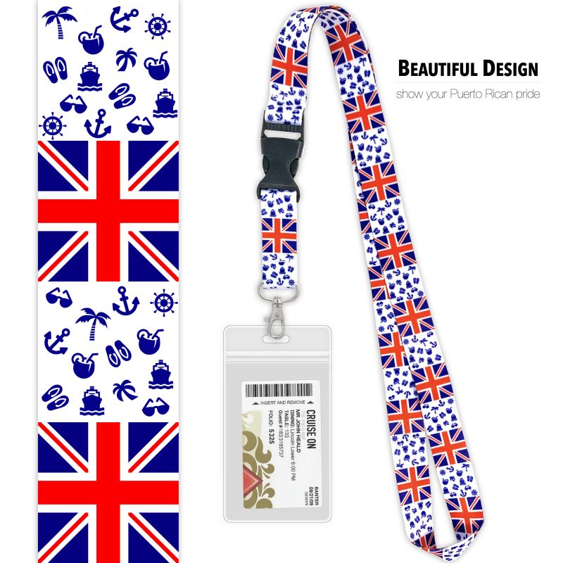 Cruise Lanyards with ID Holders for Cruse Ship Cards [2 Pack] Puerto Rico Pride