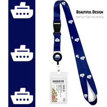 Load image into Gallery viewer, lanyards for cruise ship cards wrwb blue ship