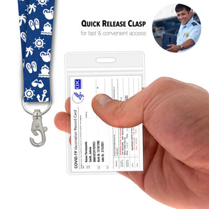 vaccine card holder blue with white