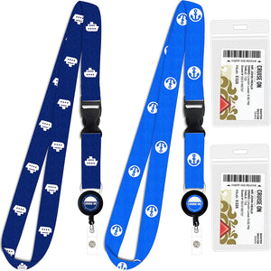 Cruise Lanyard Essentials for Waterproof Ship Cards ID Holder, Blue Ship & Royal (2 Pack)