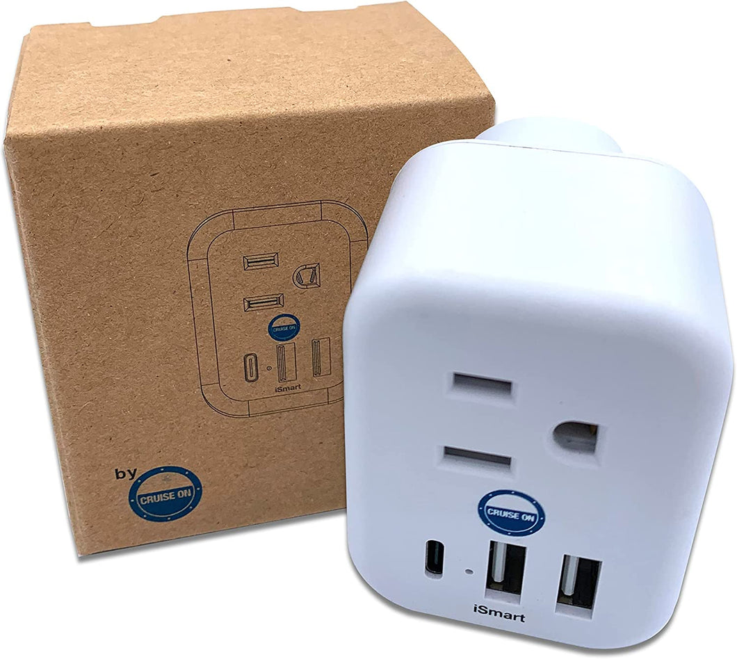 Cruise Approved Power Strip Non Surge USB-A, USB-C [White, 6 Outlets]