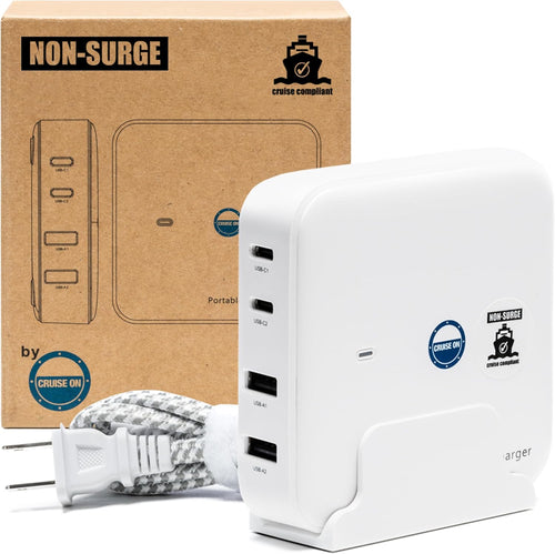 Royal Caribbean Approved Power Strip Non Surge [2 USB, 2 USB-C, 3.8 ft Cord ]