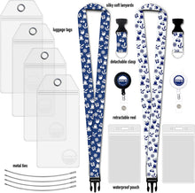 Load image into Gallery viewer, Carnival Cruise Luggage Large Tag Holders [4 Pack] &amp; Cruise Lanyard Set [2 Pack] Clear, Plastic &amp; Waterproof, Blue &amp; White