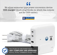 Load image into Gallery viewer, Royal Caribbean Approved Power Strip Non Surge [2 USB, 2 USB-C, 3.8 ft Cord ]