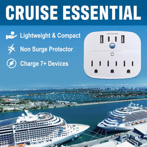 Cruise Approved Power Strip, Non Surge [2 USB-C, 2 USB, 3 AC]