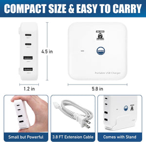 Royal Caribbean Approved Power Strip Non Surge [2 USB, 2 USB-C, 3.8 ft Cord ]