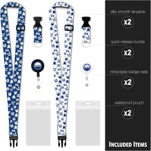 Load image into Gallery viewer, Adjustable Lanyard with Retractable Badge (Blue &amp; White, 2-Pack)