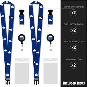 Adjustable Lanyard with Retractable Badge (Blue, 2-Pack)