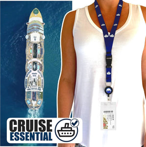 Princess Cruise Lines Luggage Tag Holders [4 Pack] & Cruise Lanyard Set [2 Pack] - Royal & Navy Blue