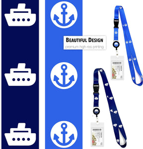 Royal Caribbean Tag Holders [4 Pack] & Cruise Lanyards [2 Pack] - Royal & Navy Blue