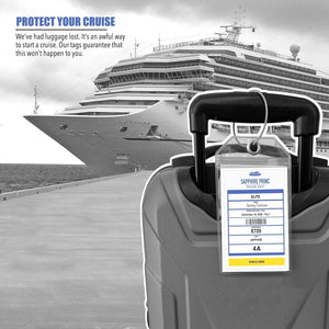 Princess Cruise Lines Luggage Tag Holders [4 Pack] & Cruise Lanyard Set [2 Pack] - Royal & Navy Blue