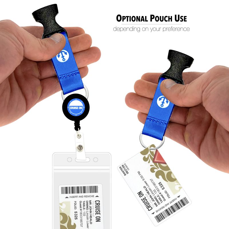 Cruise On Cruise Lanyard & Key Card Holder [2-pack] Retractable Reel & Detachable Waterproof ID Holder (Blue Anchor Design)