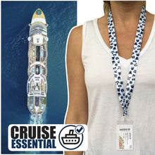 Load image into Gallery viewer, cruise lanyard on woman nrnb white with blue