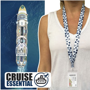 cruise lanyard on woman nrnb white with blue