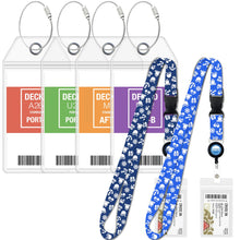 Load image into Gallery viewer, cruise lanyards with id holder and luggage tags carnival blue royal icons blue and royal icons