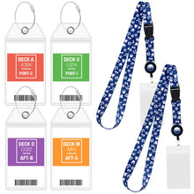 Load image into Gallery viewer, cruise lanyards with id holder and luggage tags carnival blue with white