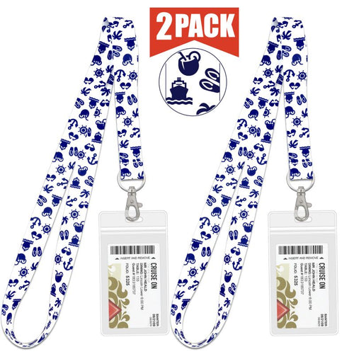 cruise lanyards with id holder nrnb white with blue