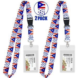 Cruise Lanyards with ID Holders for Cruse Ship Cards [2 Pack] Puerto Rico Pride