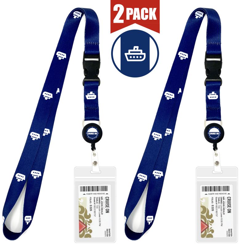 Cruise Lanyards with ID Holder, Retractable Badge & Waterproof Card Holders  (Blue Ship)