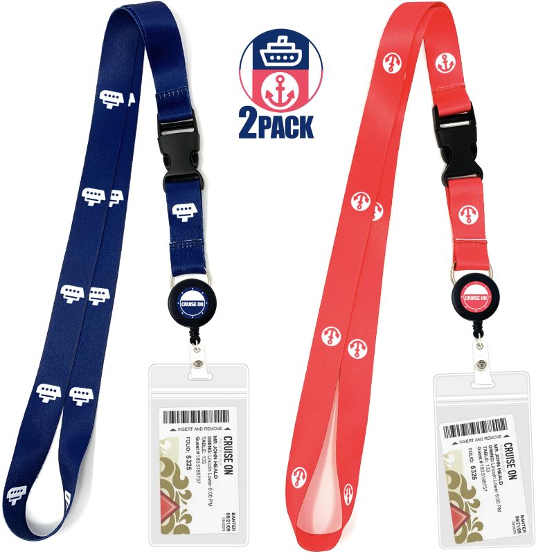 Cruise Lanyards with ID Holder, Retractable Badge & Waterproof Card Ho ...