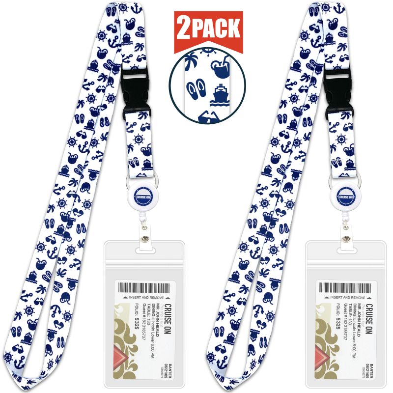 Cruise Lanyards with ID Holder, Retractable Badge & Waterproof