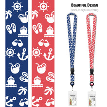Load image into Gallery viewer, lanyard cruise and carnival luggage tags blue pink icons blue and pink icons