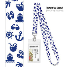 Load image into Gallery viewer, lanyards for cruise ship cards nrnb white with blue