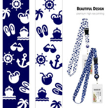 Load image into Gallery viewer, lanyards for cruise ship cards wrwb blue and white
