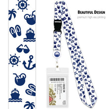 Load image into Gallery viewer, lanyards for cruise ship cards wrwb white with blue