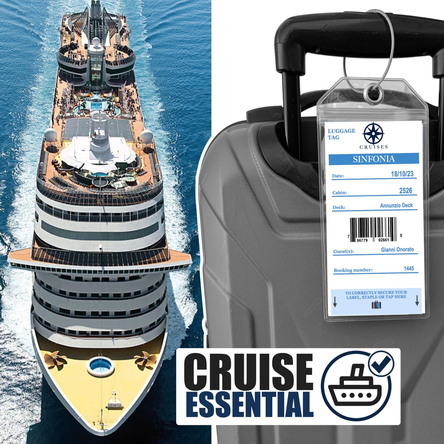 thumbnail image 2 of 120-Pack Wholesale Reusable Cruise Luggage Tag Holders – Fits All Major Cruise Lines, PVC 2 of 6