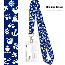 Load image into Gallery viewer, vaccination card holders lanyards blue with white